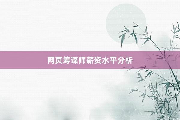网页筹谋师薪资水平分析